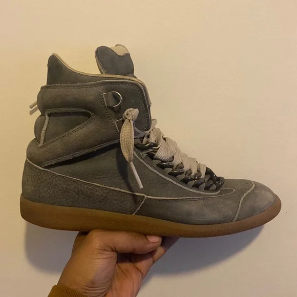 靴 Maison margiela Maison Margiela Black cracked leather Replica sneakers